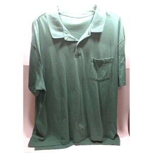 St Johns Bay Green Polo Shirt XXL Casual Outdoor Soft 100% Cotton Pocket Golf